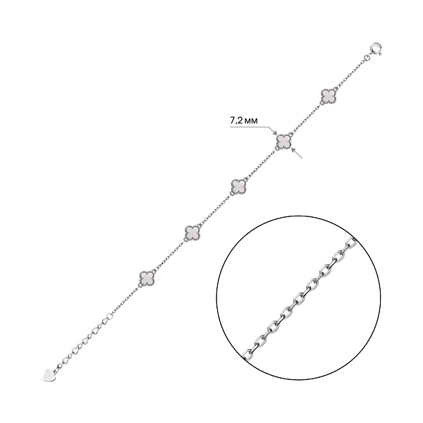 Браслет из серебра Клевер с перламутром (арт. 7509/1265/7п) – изображение 2