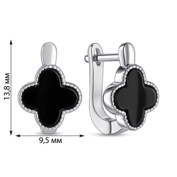 Серебряные серьги с ониксом (арт. 7502/3121/9о) – изображение 2