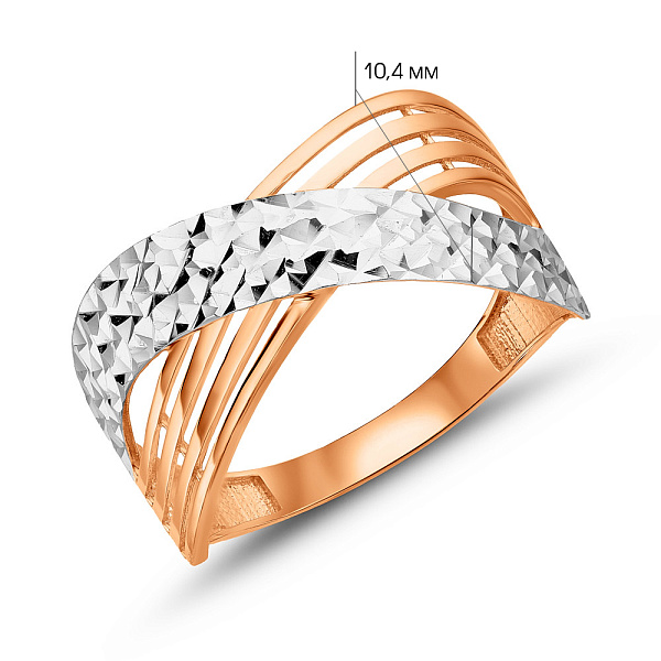 Золотое кольцо с алмазной насечкой (арт. 155707р) – изображение 2