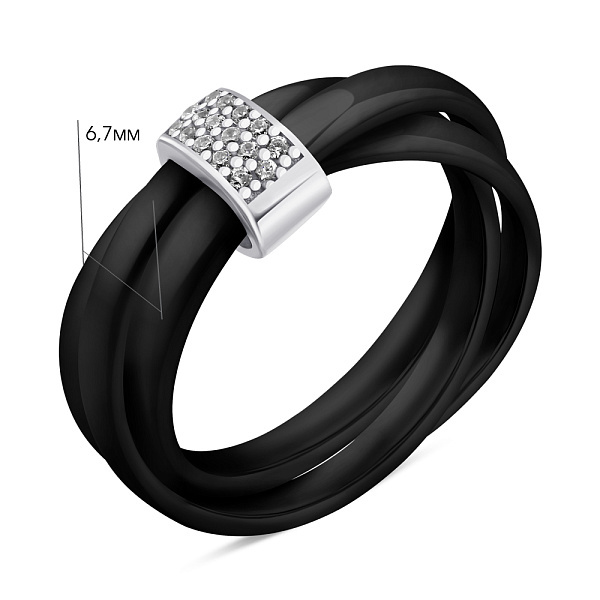 Каблучка з кераміки і срібла (арт. 7501/К2ФК/4028-18,5) – зображення 2