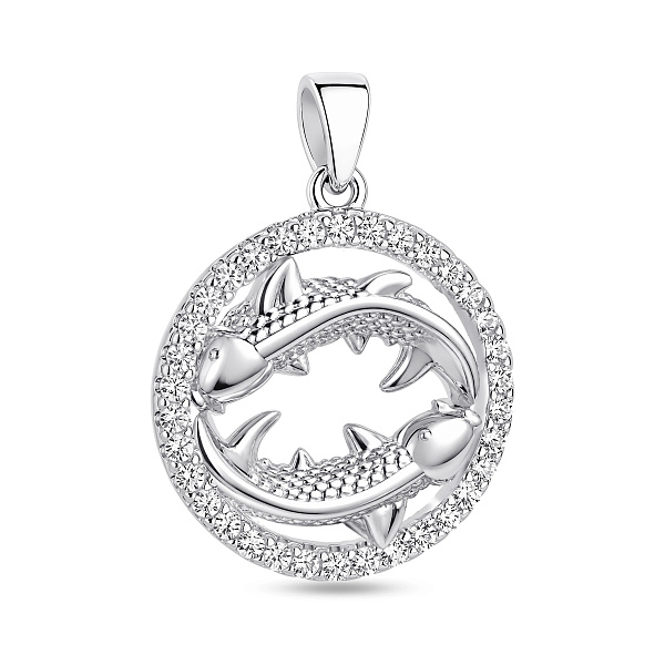 Серебряный кулон Рыбы с фианитами (арт. 7503/4702рб) – изображение 1