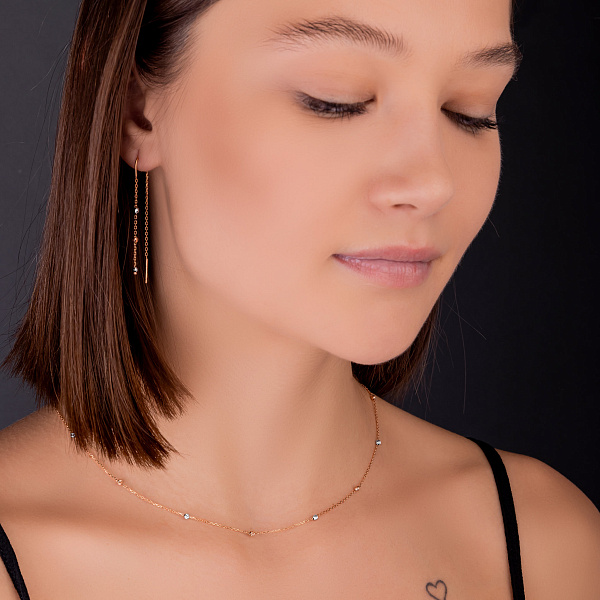 Кольє з червоного і білого золота з кульками (арт. 360178кб) – зображення 3