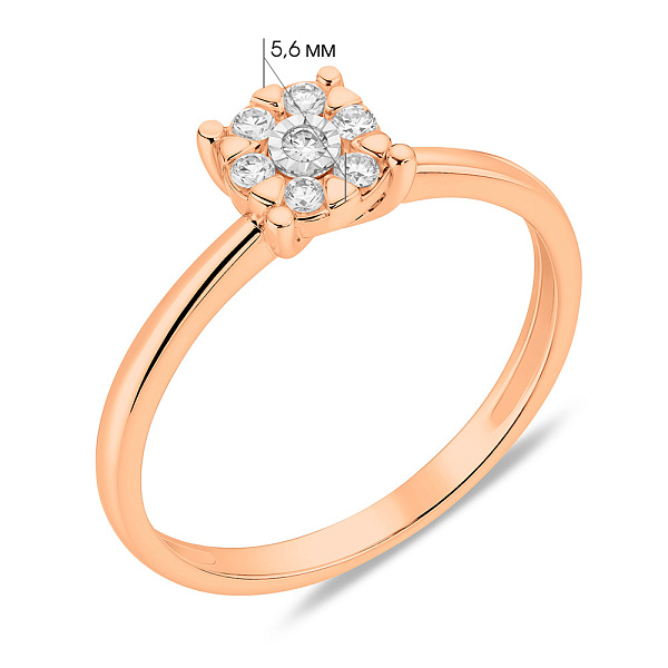 Золота каблучка з діамантами (арт. К011752010) – зображення 2