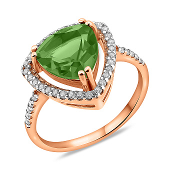 Фото Золотое кольцо с хризопразом (арт. 140637Пх)