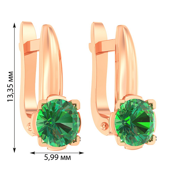 Дитячі золоті сережки з зеленим фіанітом (арт. 110504з) – зображення 4