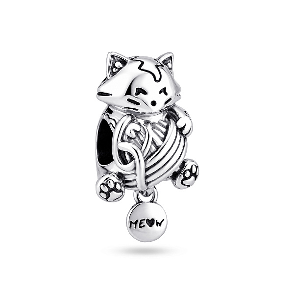 Серебряный шарм кот (арт. 7903/4607) – изображение 1