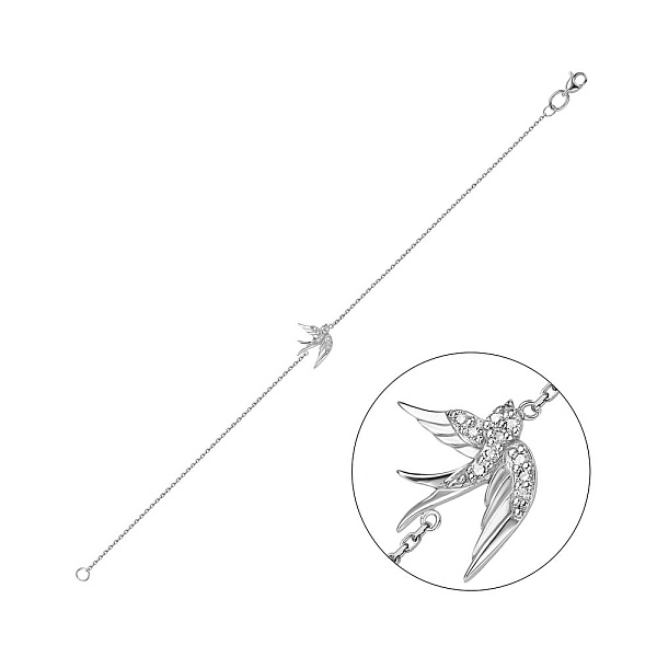 Золотий браслет з діамантами Ластівка (арт. 4190414202) – зображення 1