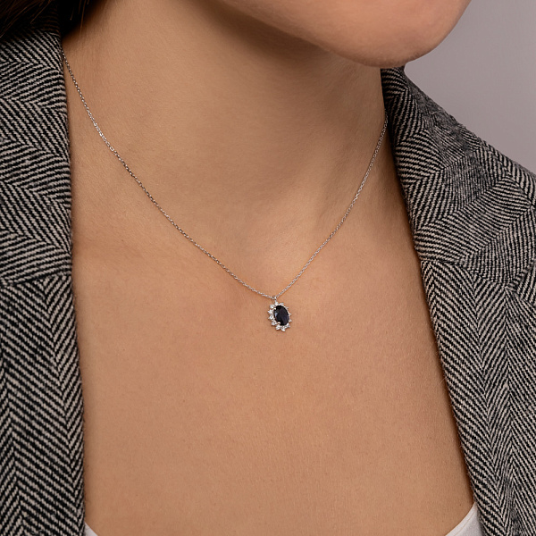 Золотое колье с сапфиром и бриллиантами (арт. Ц361250бс) – изображение 3