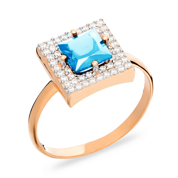Кольцо из красного золота с топазом и фианитами (арт. 140594Пг) – изображение 1