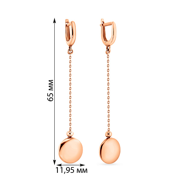 Сережки-подвески Монеты из красного золота (арт. 106995) – изображение 2