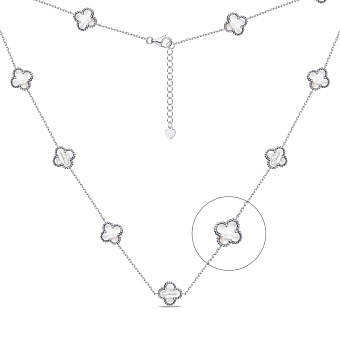 Серебряное колье Клевер с перламутром (арт. 7507/1188/10п)