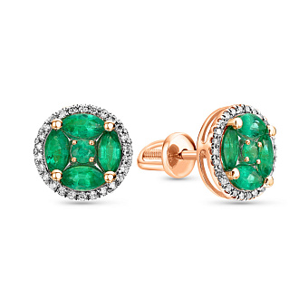 Сережки золотые с изумрудом и бриллиантами (арт. 2191487201и)