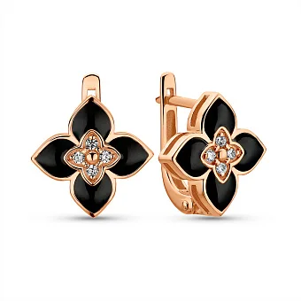 Золоті сережки з емаллю і фіанітами (арт. 2111560101)