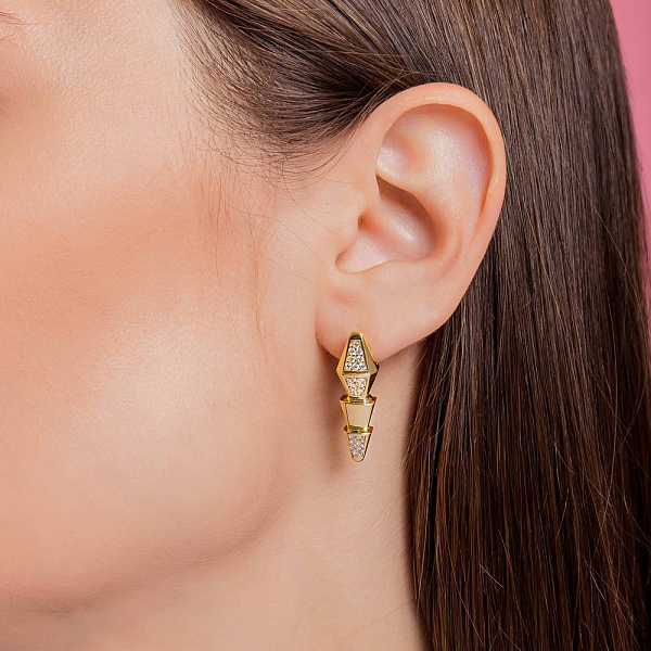 Серьги из желтого золота с фианитами (арт. 1091460ж) – изображение 2
