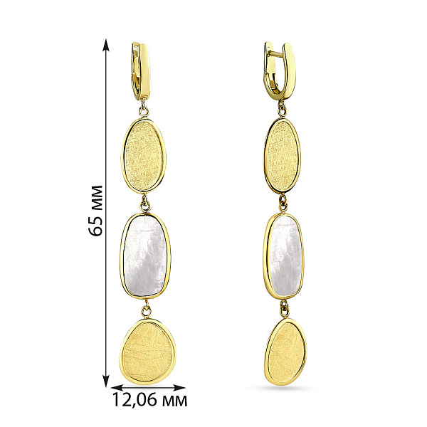 Золотые серьги-подвески Diva с перламутром (арт. 107593жп) – изображение 4