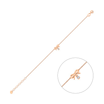 Браслет Бантик из красного золота с фианитом (арт. 340100)