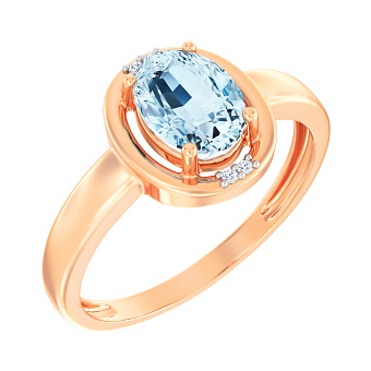 Кольцо из красного золота с топазом и фианитами (арт. 141088Пг)