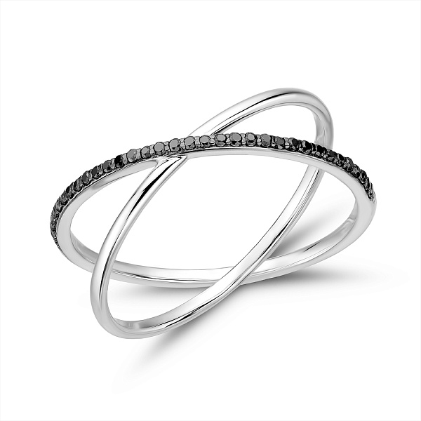 Золота каблучка  з чорними діамантами (арт. К011260010бч) – зображення 1