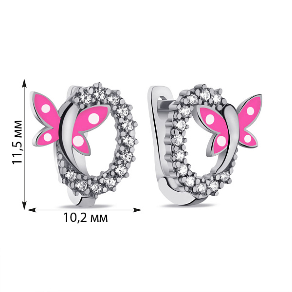 Серебряные детские серьги с эмалью и фианитами (арт. 7502/2218ерб) – изображение 2