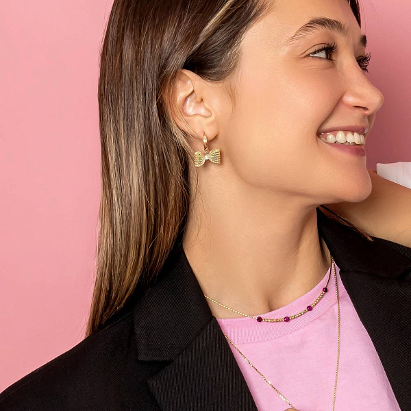 Золотые серьги Бантики Francelli с бриллиантами (арт. С111358010ж) – изображение 3