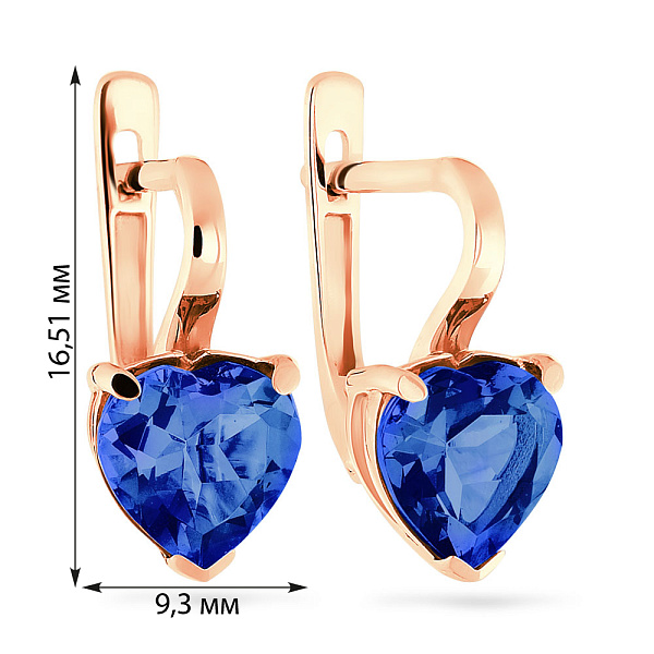 Серьги из красного золота Сердце с кварцем (арт. 110362ПСс) – изображение 4