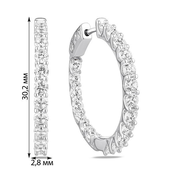Тонкие серебряные серьги с дорожкой из фианитов (арт. 7502/10450/30) – изображение 2