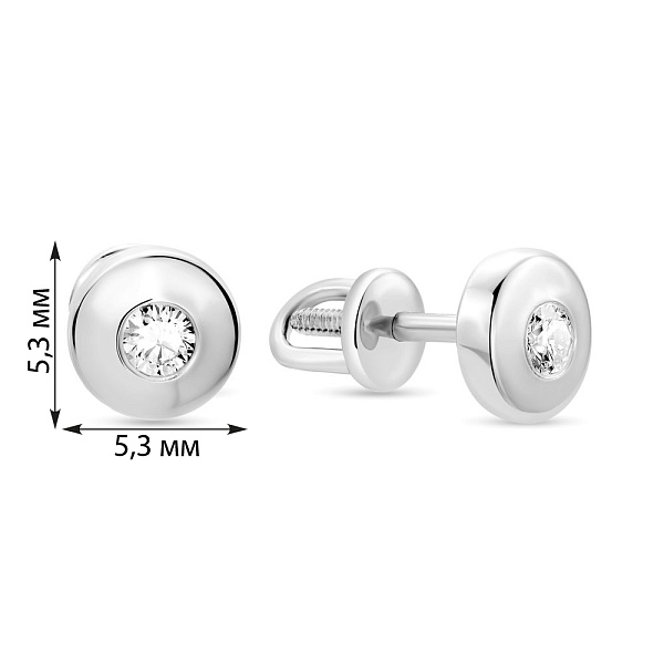 Серьги-пусеты из белого золота с бриллиантами (арт. 2104886202) – изображение 2
