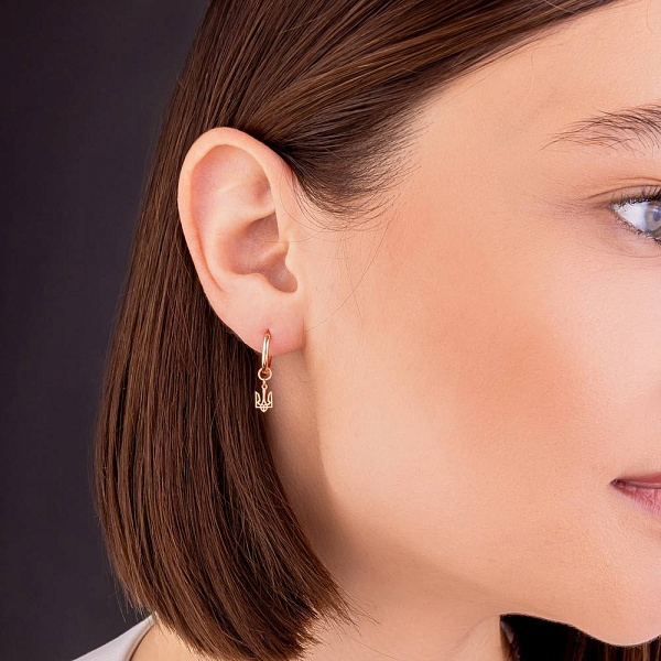 Золотые серьги Герб Украины (арт. 110034) – изображение 2