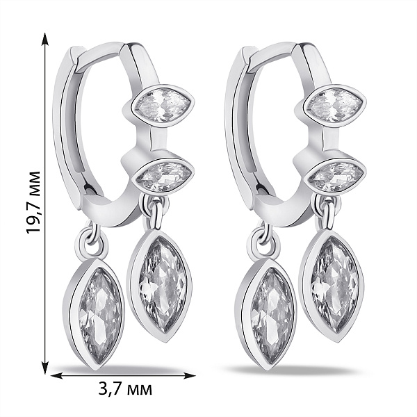 Серебрянные серьги-кольца с подвесками (арт. 7502/4935/10) – изображение 2