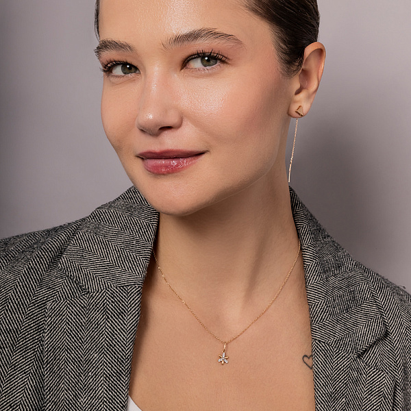 Кулон Цветок из красного золота с фианитами (арт. 422788) – изображение 4