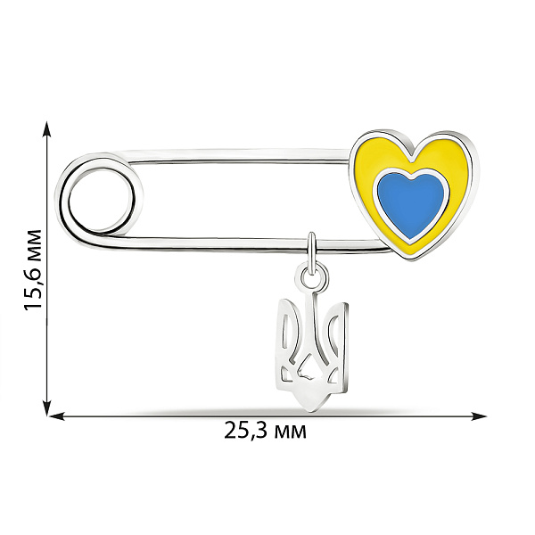 Патріотична шпилька Тризуб зі срібла (арт. 7511/Бр2/054) – зображення 2