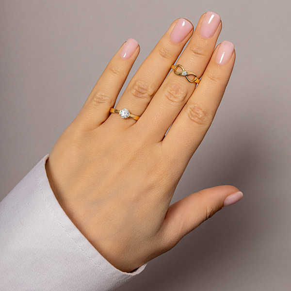 Кольцо золотое помолвочное с фианитом (арт. 142200ж) – изображение 3