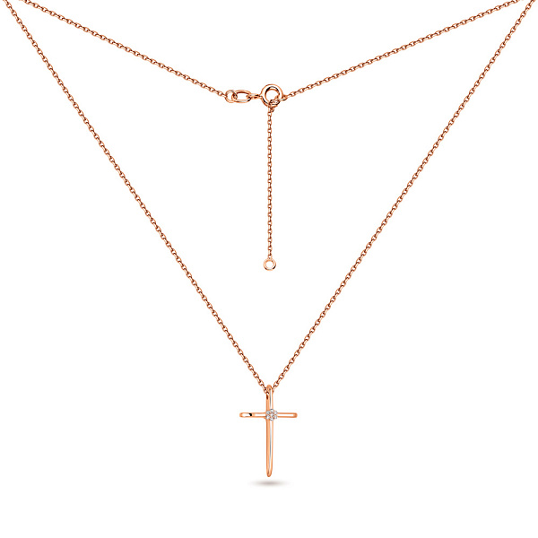 Золотое колье Крестик с бриллиантами (арт. Ц011377) – изображение 2