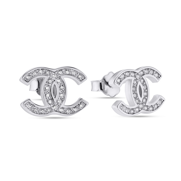 Серебряные серьги пусеты с фианитами (арт. 7518/5478) – изображение 1