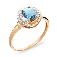 Фото Золотое кольцо с кварцем и фианитами (арт. 140672ПсГ)