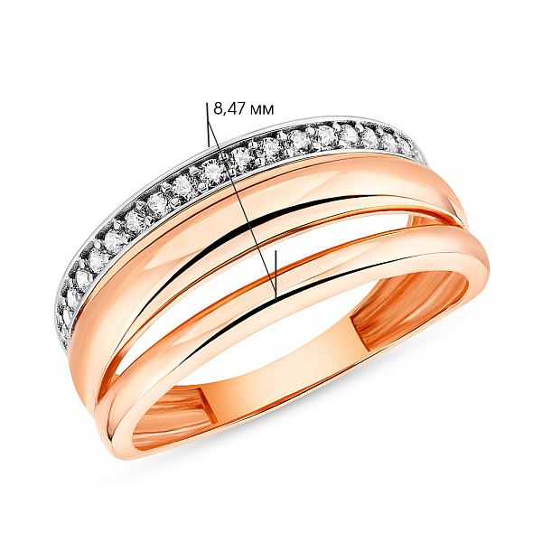 Кольцо с фианитами из красного золота (арт. 155129) – изображение 2