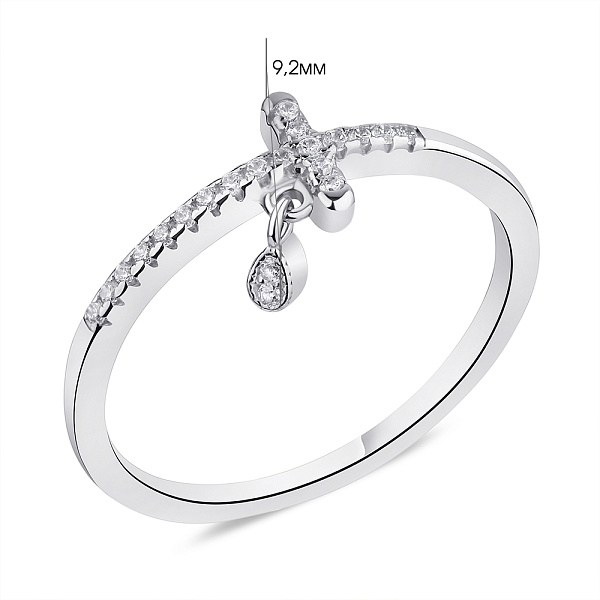 Кольцо из серебра с подвеской и с фианитами (арт. 7501/1624376) – изображение 2