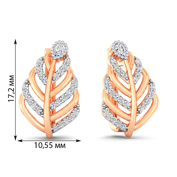 Золоті сережки Листочки з фіанітами (арт. 111336) – зображення 6