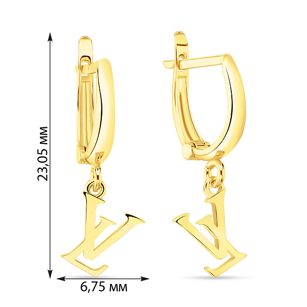 Золоті сережки в жовтому кольорі металу без каміння (арт. 108697ж) – зображення 2