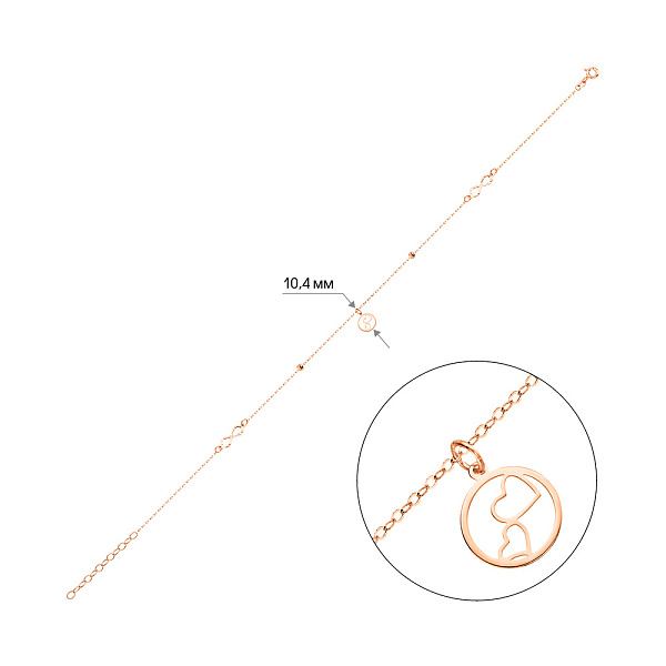 Браслет на ногу из красного золота (арт. 326953н) – изображение 2