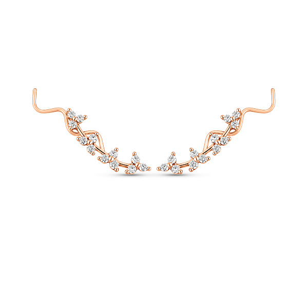 Золотые серьги клаймберы с фианитами (арт. 110171) – изображение 1