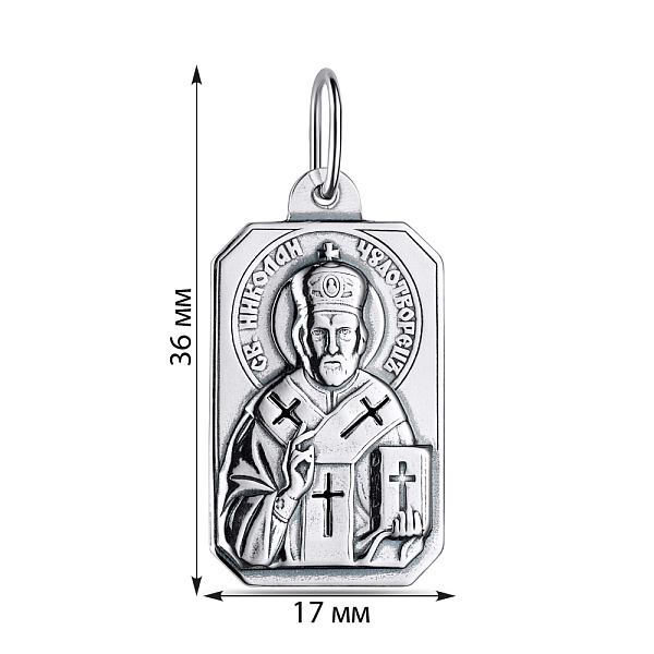 Срібна ладанка-іконка Св. Миколай Чудотворець (арт. 7917/3070-ч) – зображення 2