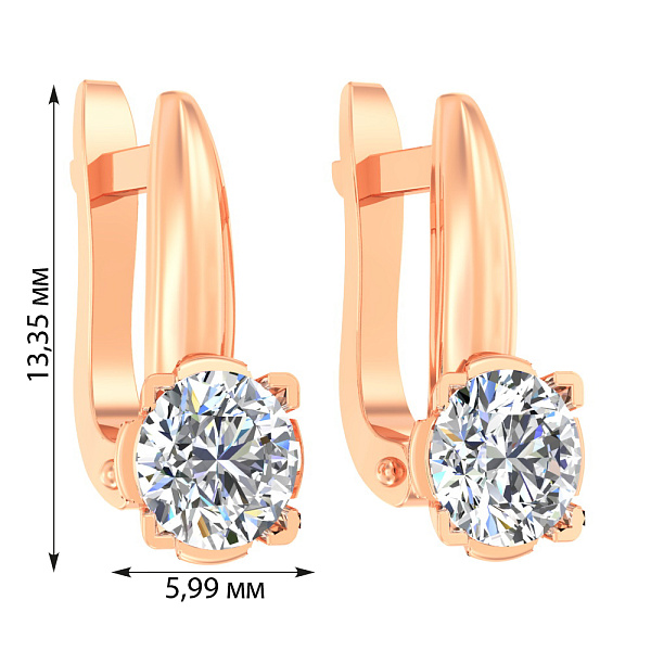 Дитячі сережки з фіанітом з червоного золота (арт. 110504) – зображення 2