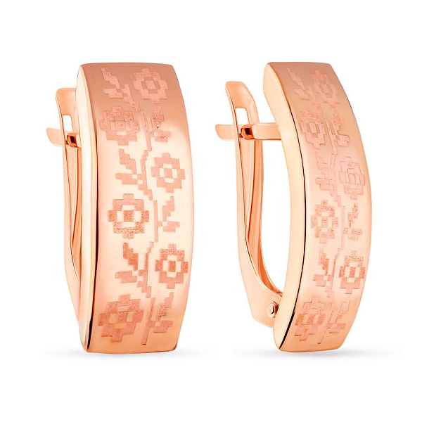 Золотые серьги с орнаментом (арт. 121124) – изображение 1