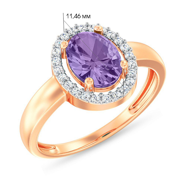 Кольцо из золота с большим аметистом  (арт. 141153Па) – изображение 2