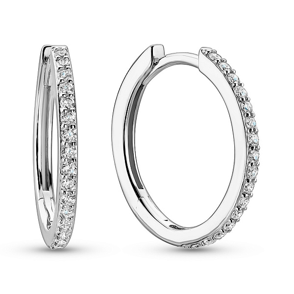 Сережки-кільця з білого золота з діамантами  (арт. С341352020б) – зображення 1