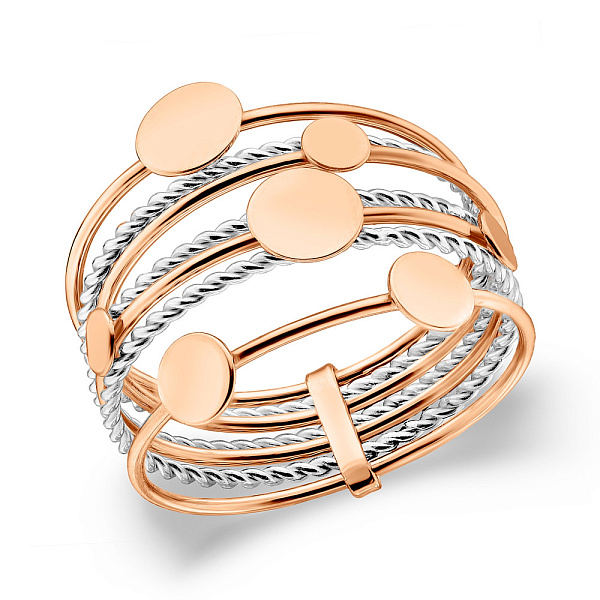 Многослойное кольцо из красного и белого золота (арт. 141319) – изображение 1
