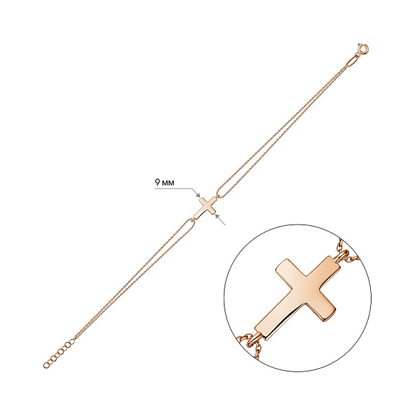 Браслет з хрестиком з червоного золота (арт. 326017) – зображення 4
