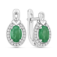 Срібні сережки зі смарагдом (арт. 7502/10604Изм)