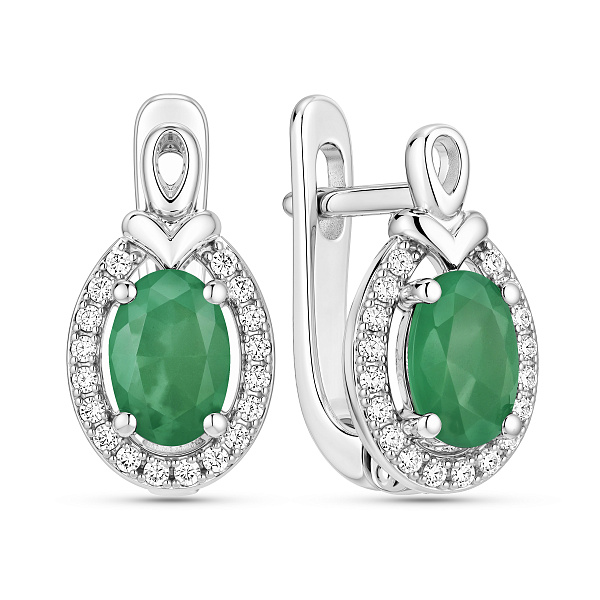 Серебряные серьги с изумрудом (арт. 7502/10604Изм) – изображение 1